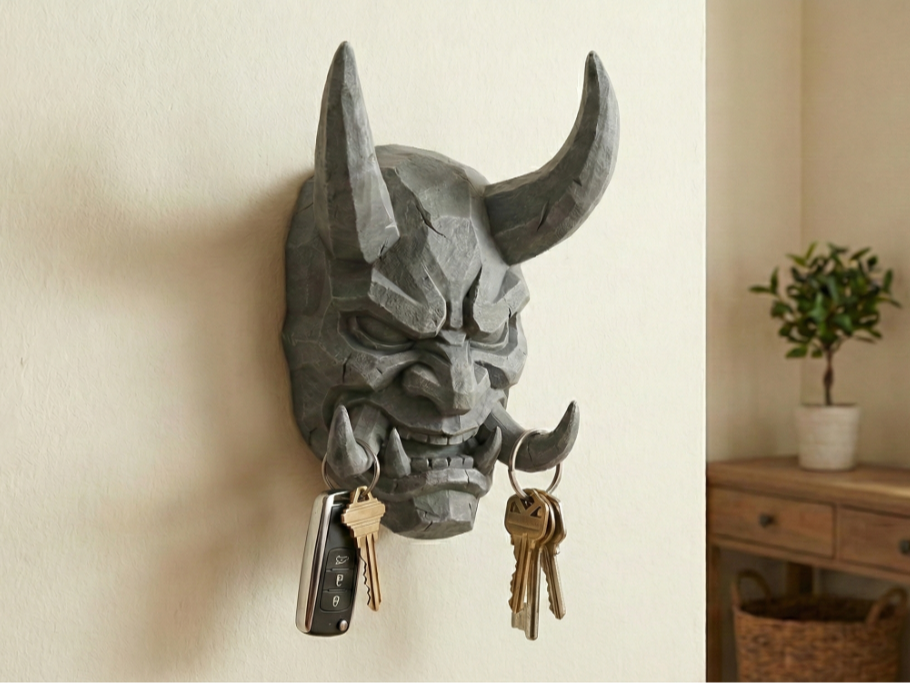 Oni Mask Wall Key Holder Gothic Key Rack