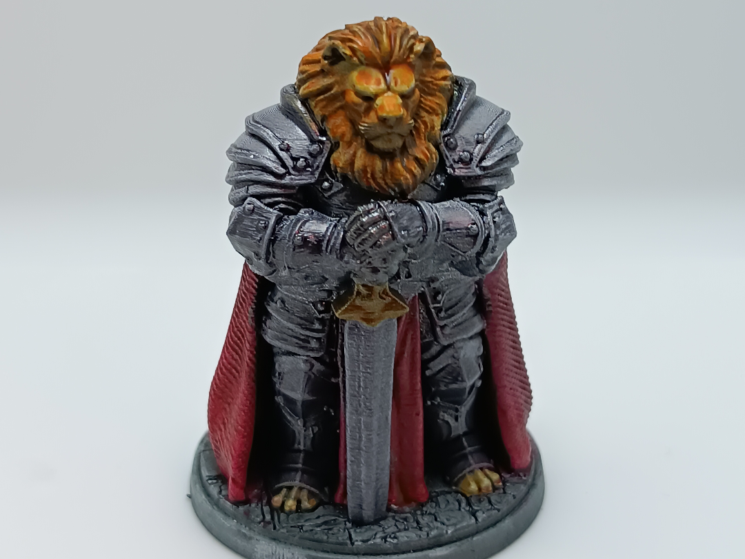 Lion Knight Miniature Tabletop RPG Fantasy Warrior Model