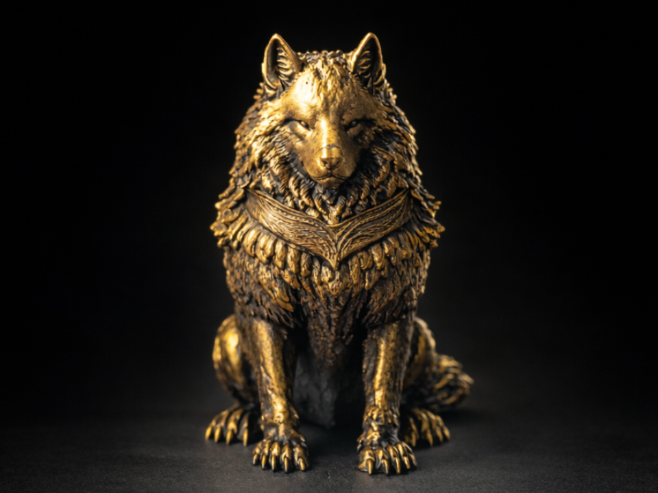 Fantasy Wolf Miniature For Painting DnD RPG Tabletop Terrain Wolf Statue