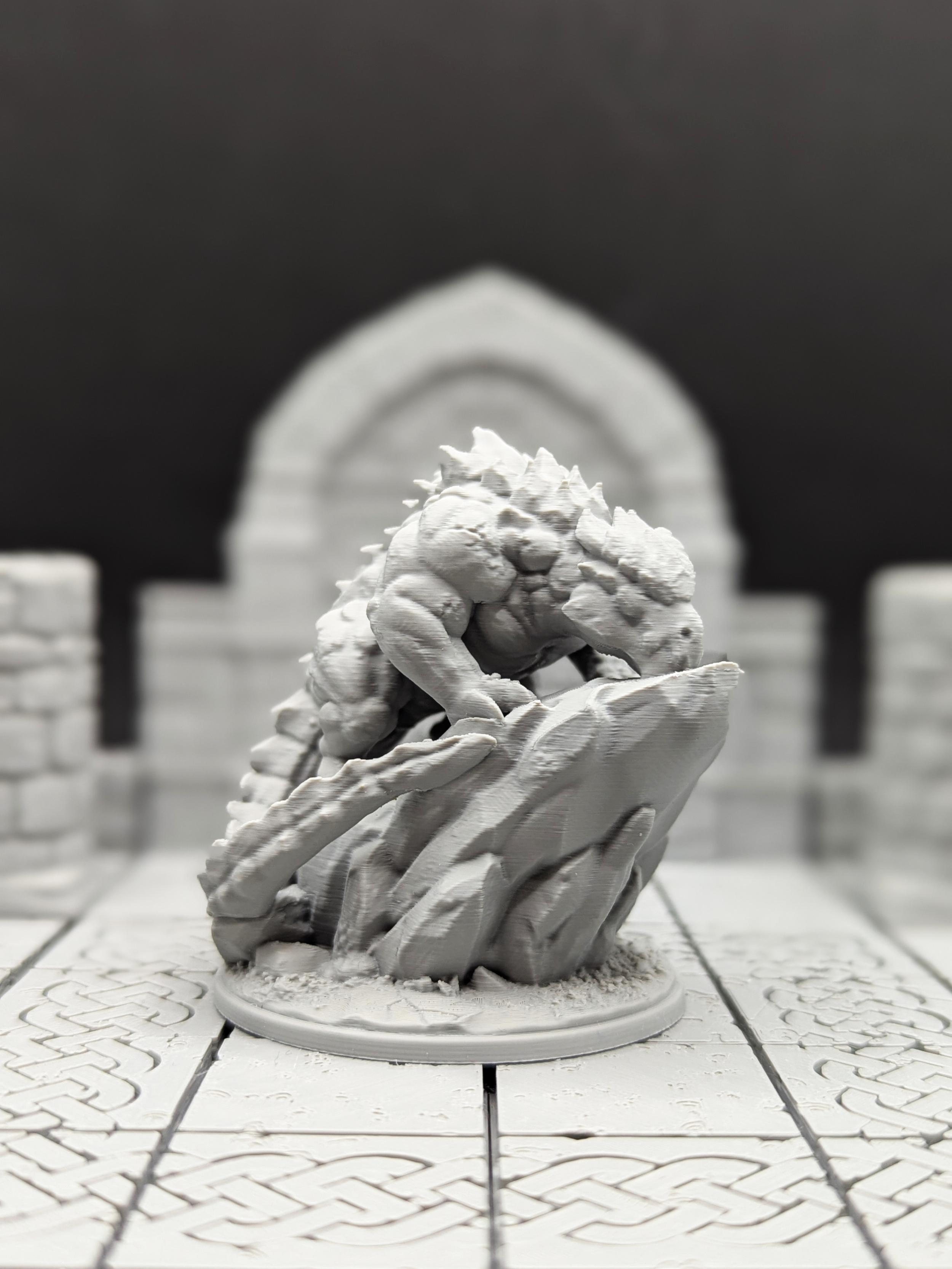 Young Stone Dragon Miniature 59mm x 60mm – 3D Printed D&D / RPG Monster Figure