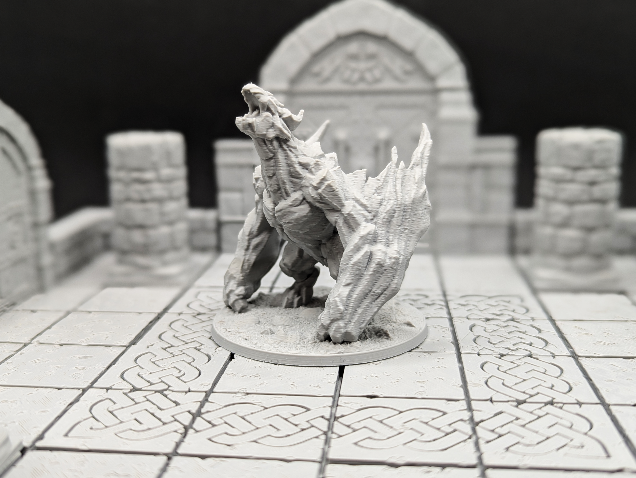 Stone Drake / Earth Dragon Miniature 60mm x 59mm – 3D Printed D&D RPG Monster