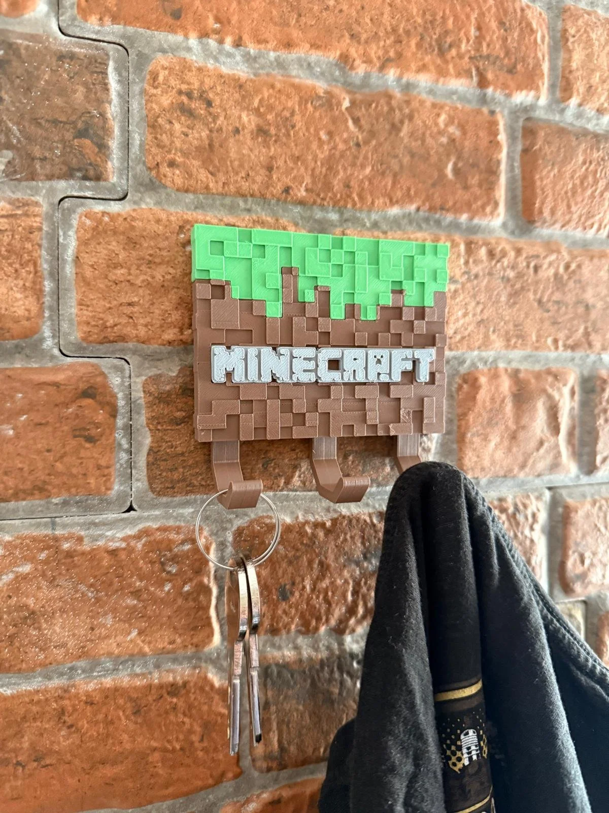 Minecraft Style Wall Hook Rack Key Holder Gamer Room Wall Hooks