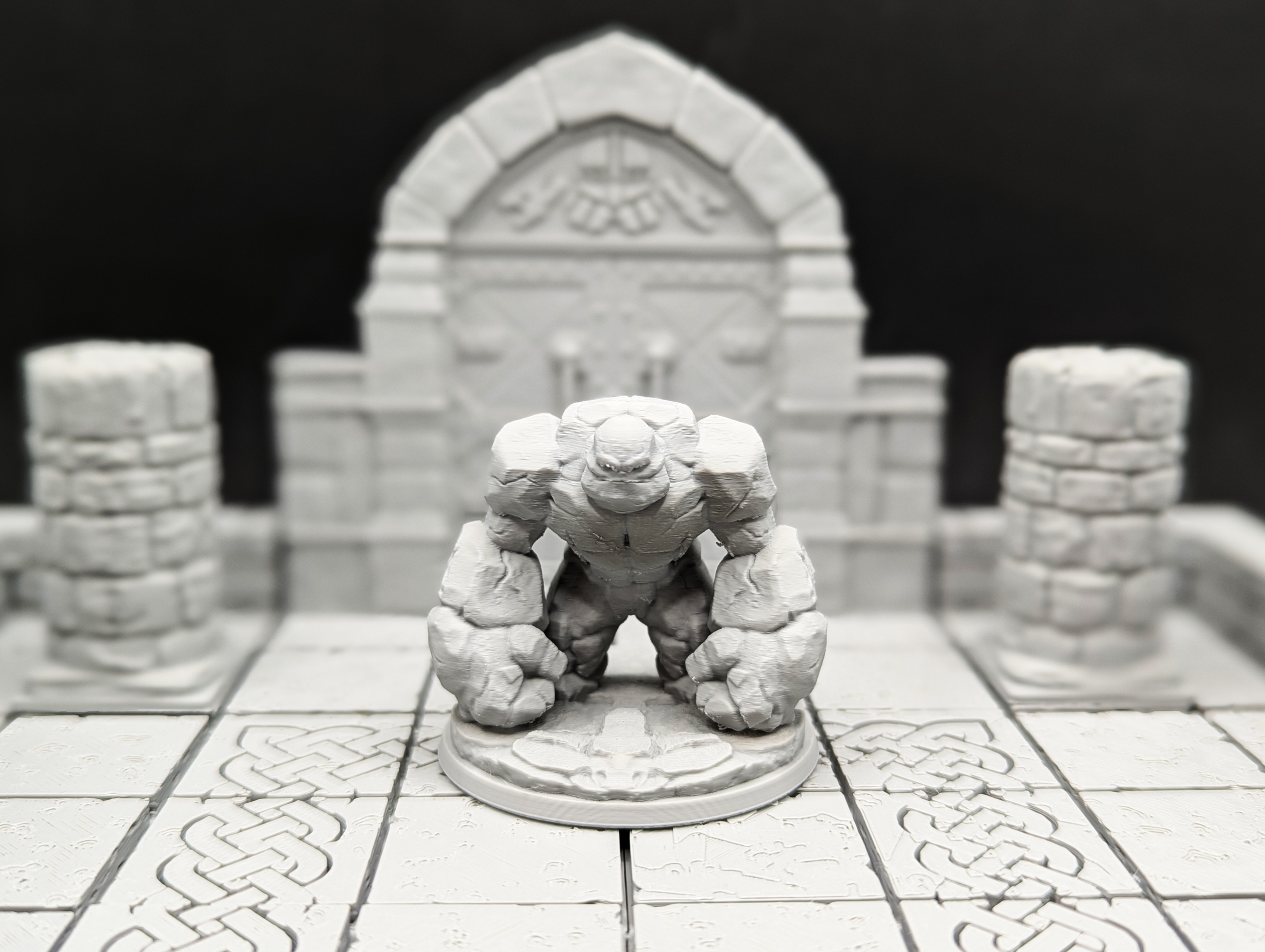 Rock Golem Miniature 43mm x 46mm – 3D Printed D&D RPG Monster