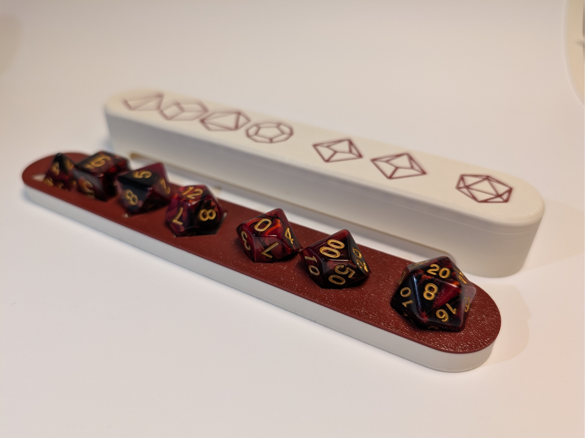 DnD Dice Display Bar – Custom 2 Colour Dice Holder for 7 Piece RPG Set