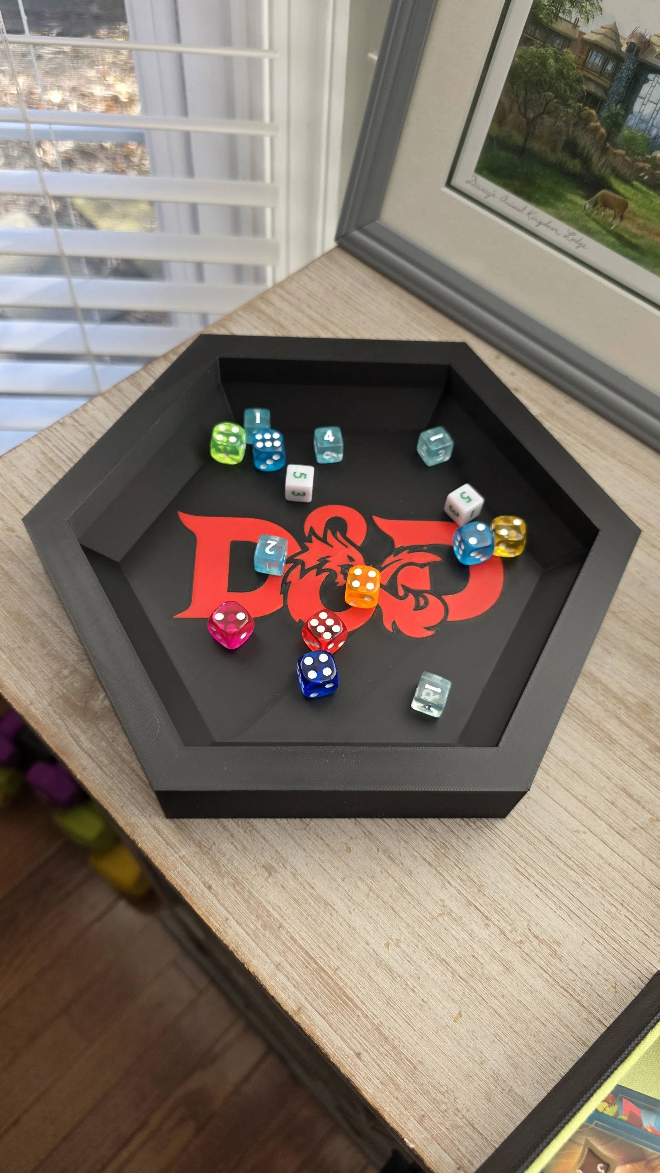 Hexagonal Dice Tray for DnD Tabletop RPG Dice Roller Gaming Accessory
