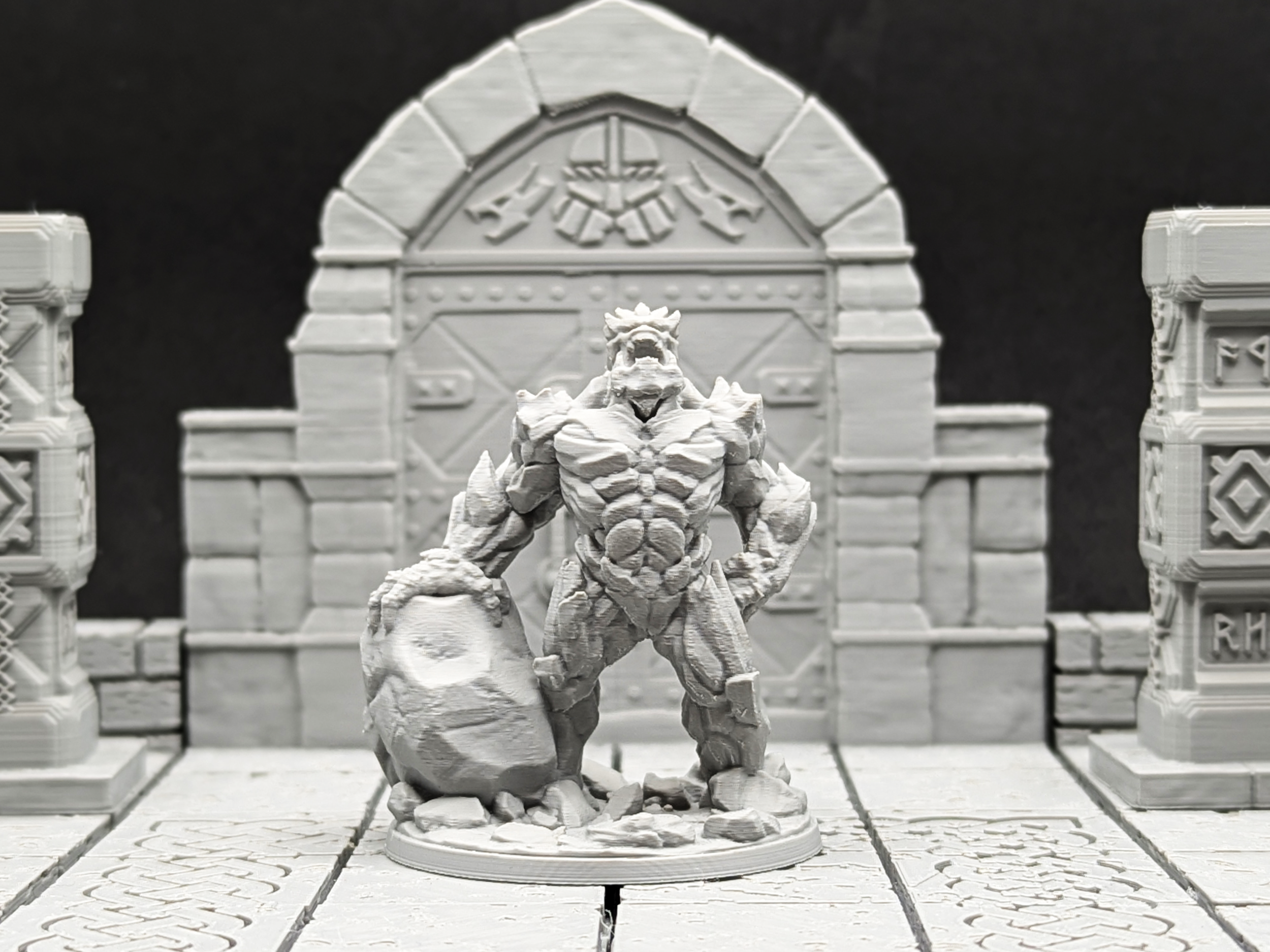 Stone Golem Miniature 52mm x 44mm – 3D Printed D&D RPG Monster