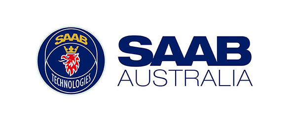 SAAB Australia logo featuring a circular emblem with a lion and crown, alongside the text 'SAAB AUSTRALIA'