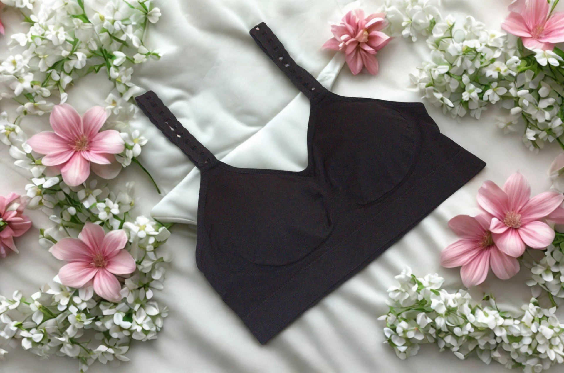 Black bra with loops
