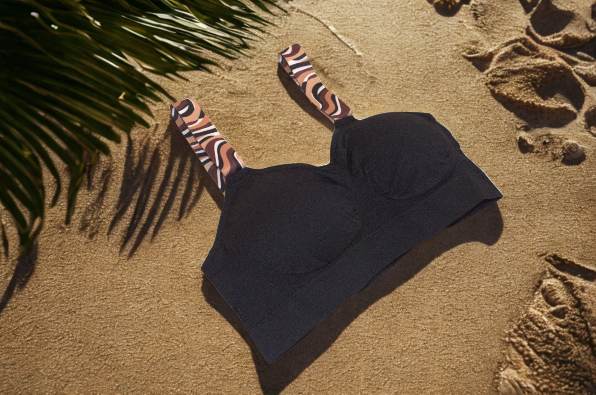 Black bra with swirls