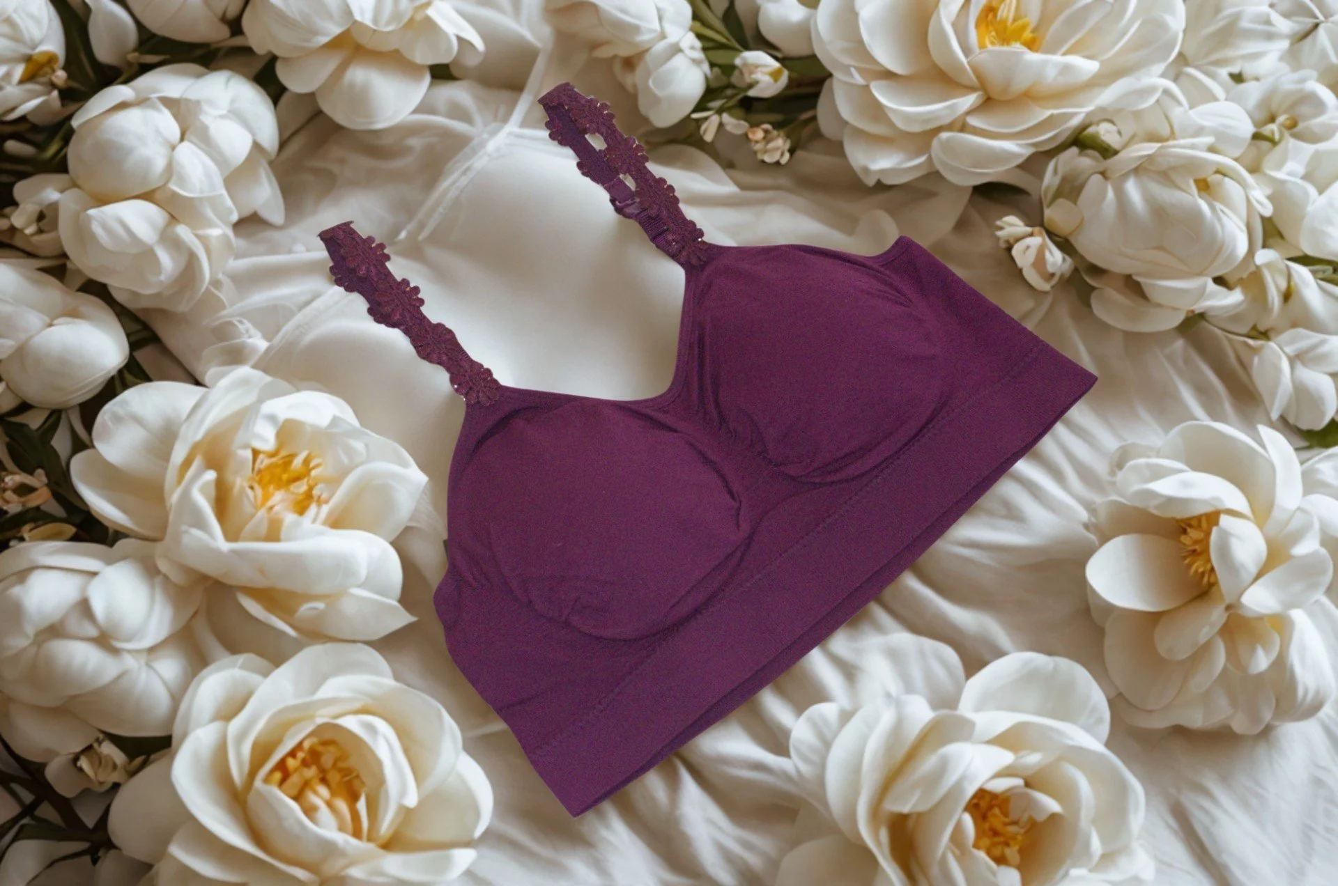 Purple bra with flowers