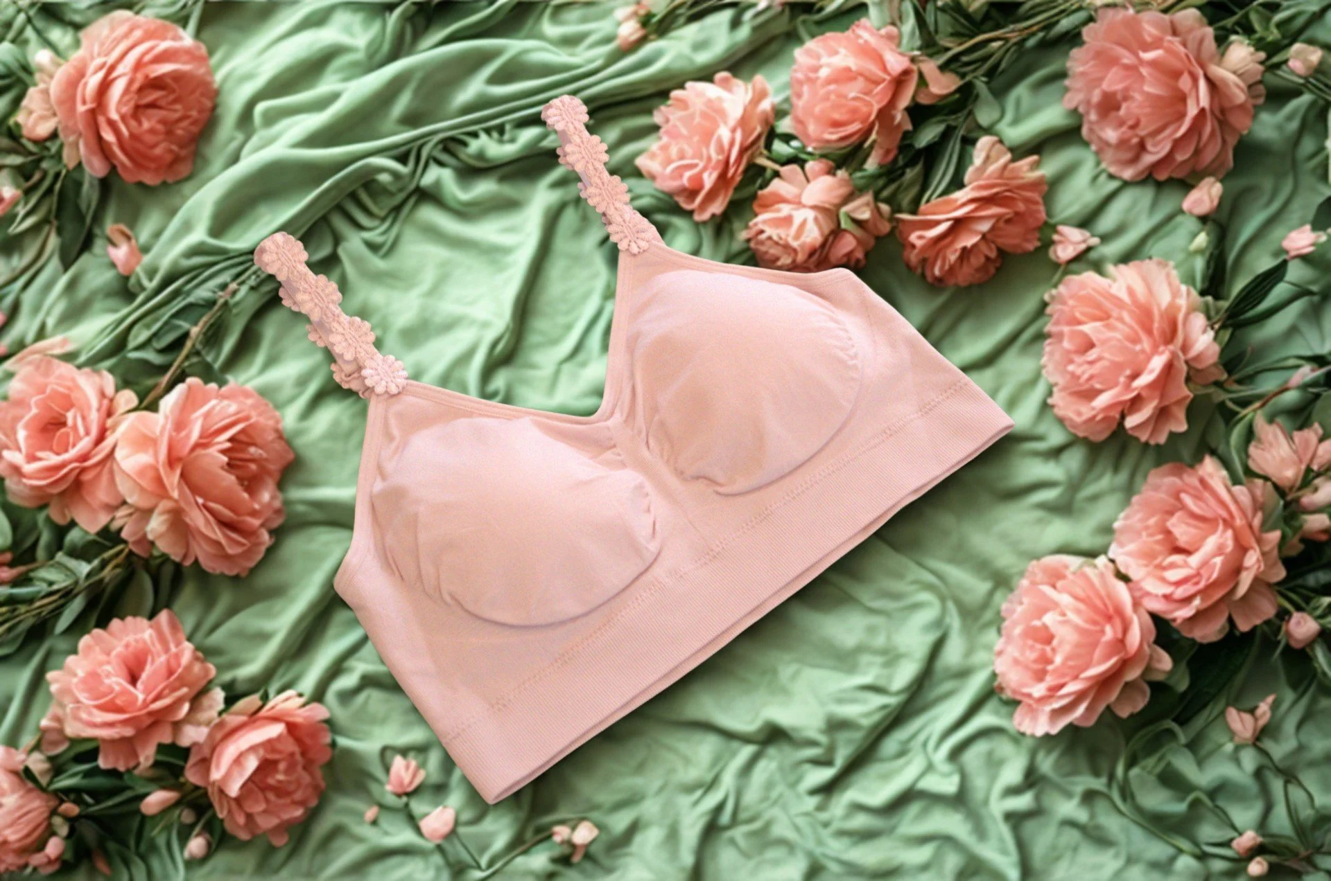 Pink bra with flowers