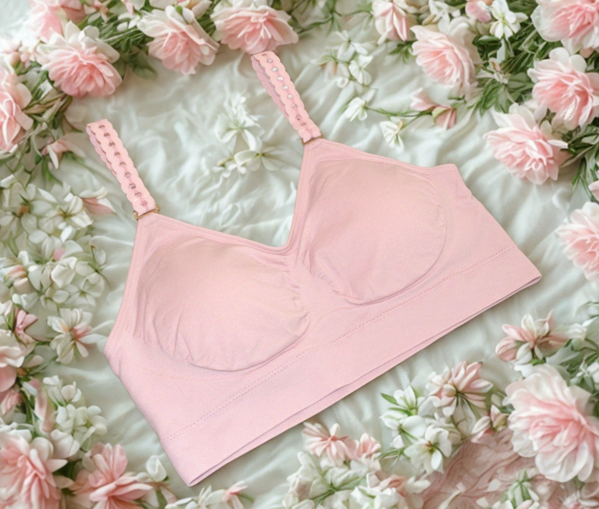 Pink bra with loops