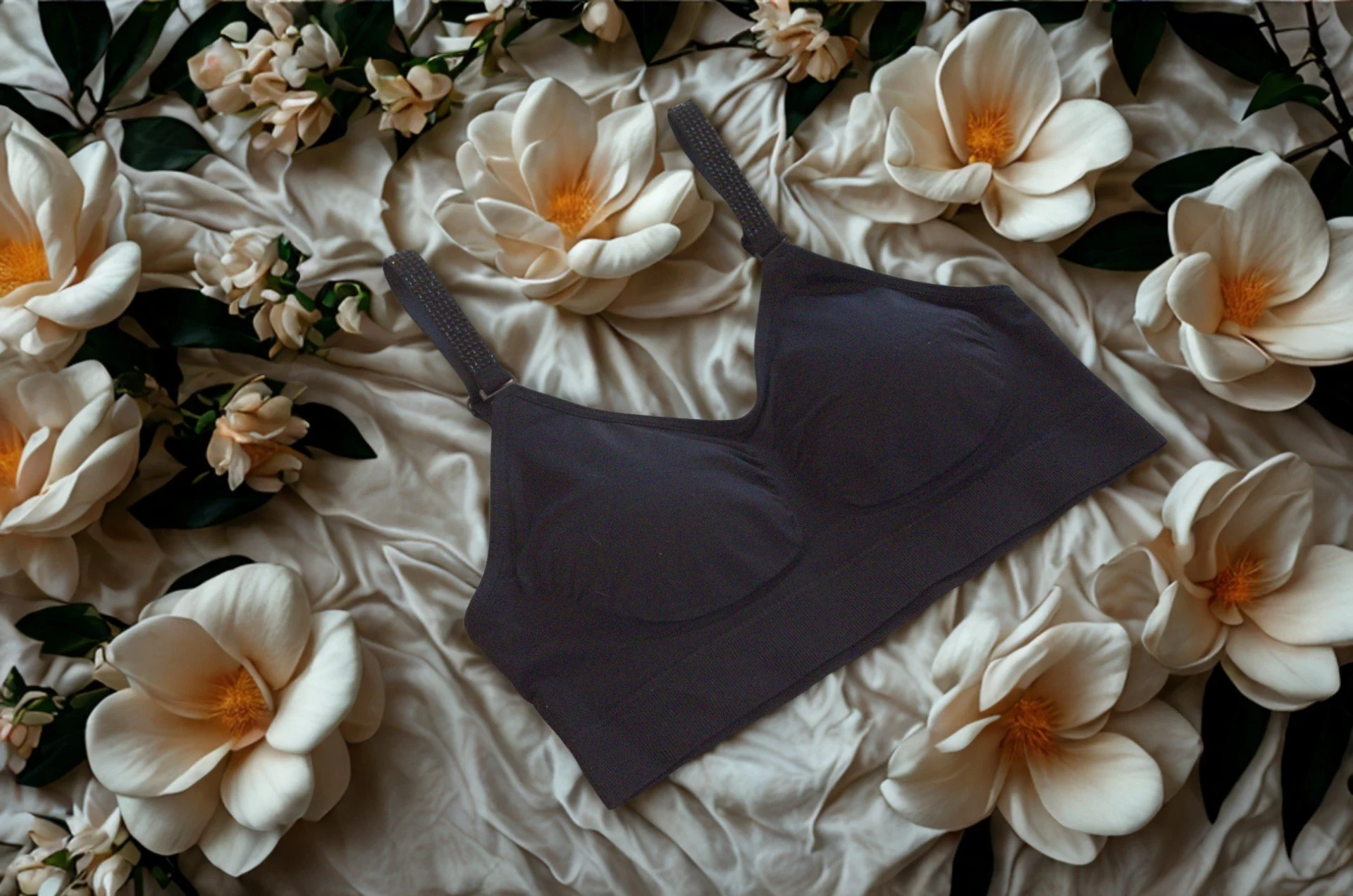Black bra with onyx crystals