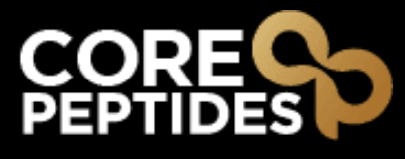 Core Peptides logo with white and gold text
