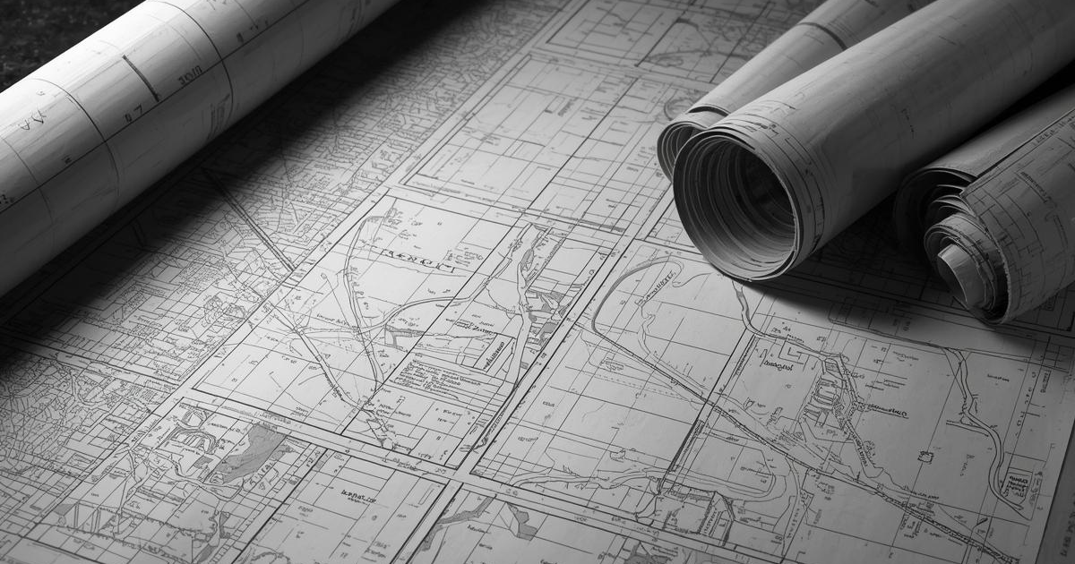 Black-and-white survey plat map representing land documentation and mapping services.