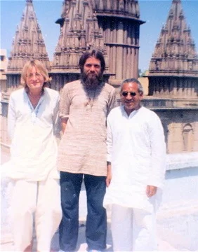Varanasi, February 1978. Max from Sweden, me, Raj Bhan Singh (sitar instructor at Benares Hindu University)&nbsp;