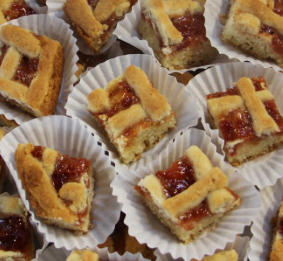 Pasta Flora — A traditional Greek butter tart with a sweet apricot or raspberry jam filling and a delicate lattice crust.