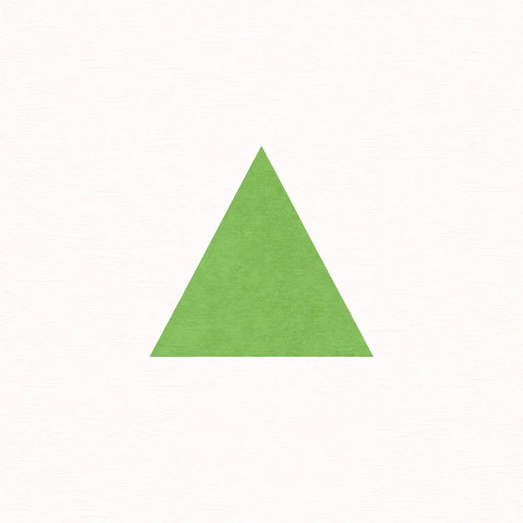 Green triangle on a plain white background.