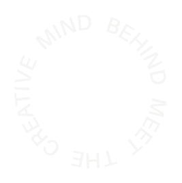 Decorative element on page: Text logo with the phrase "The Creative Mind Behind" arranged in a circle.