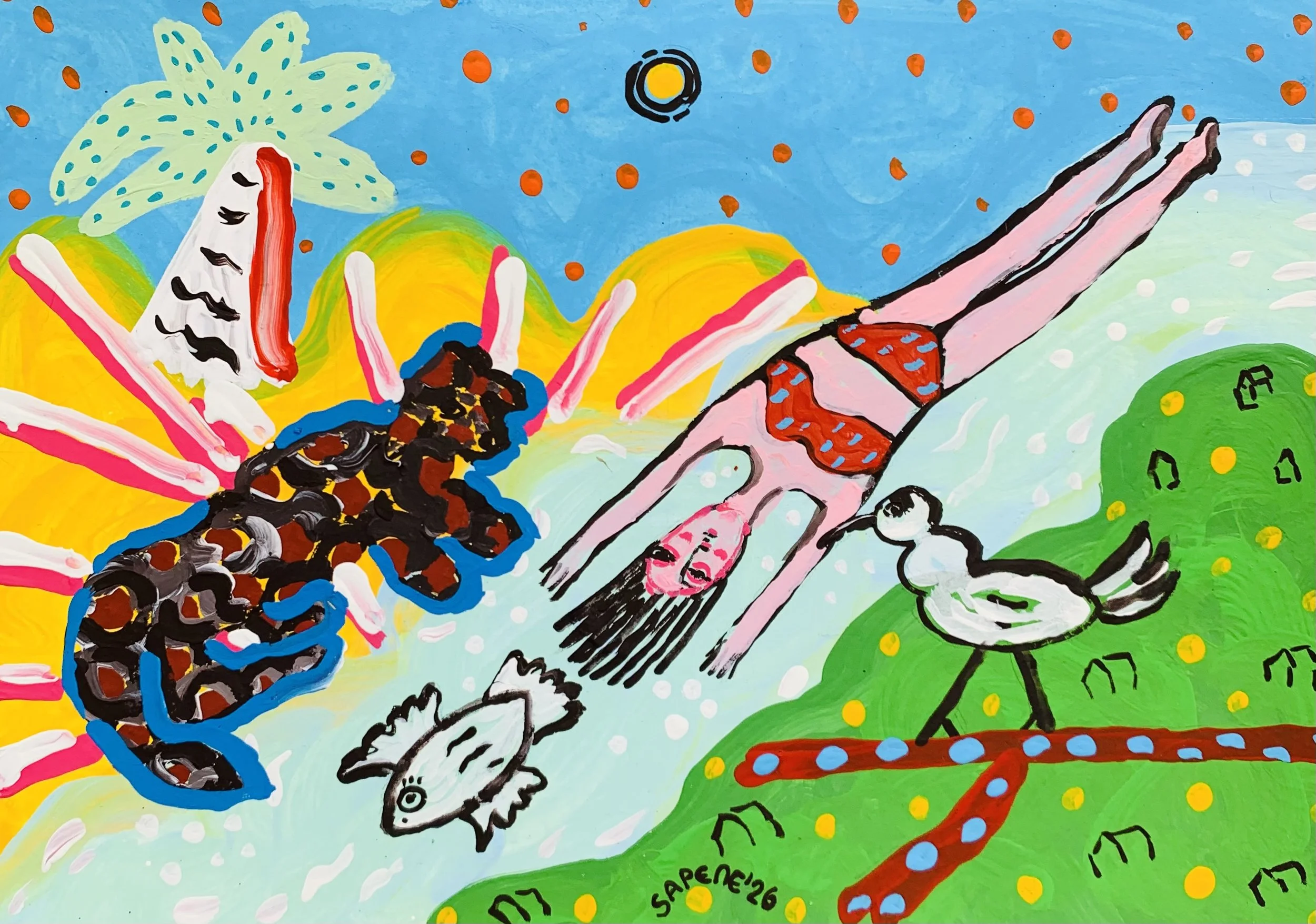 Kavanayén 07. Zara en su cascada. Río Orinoco. 2026

Gouache on paper 11.6 × 8.2 in 29.7 × 21 cm