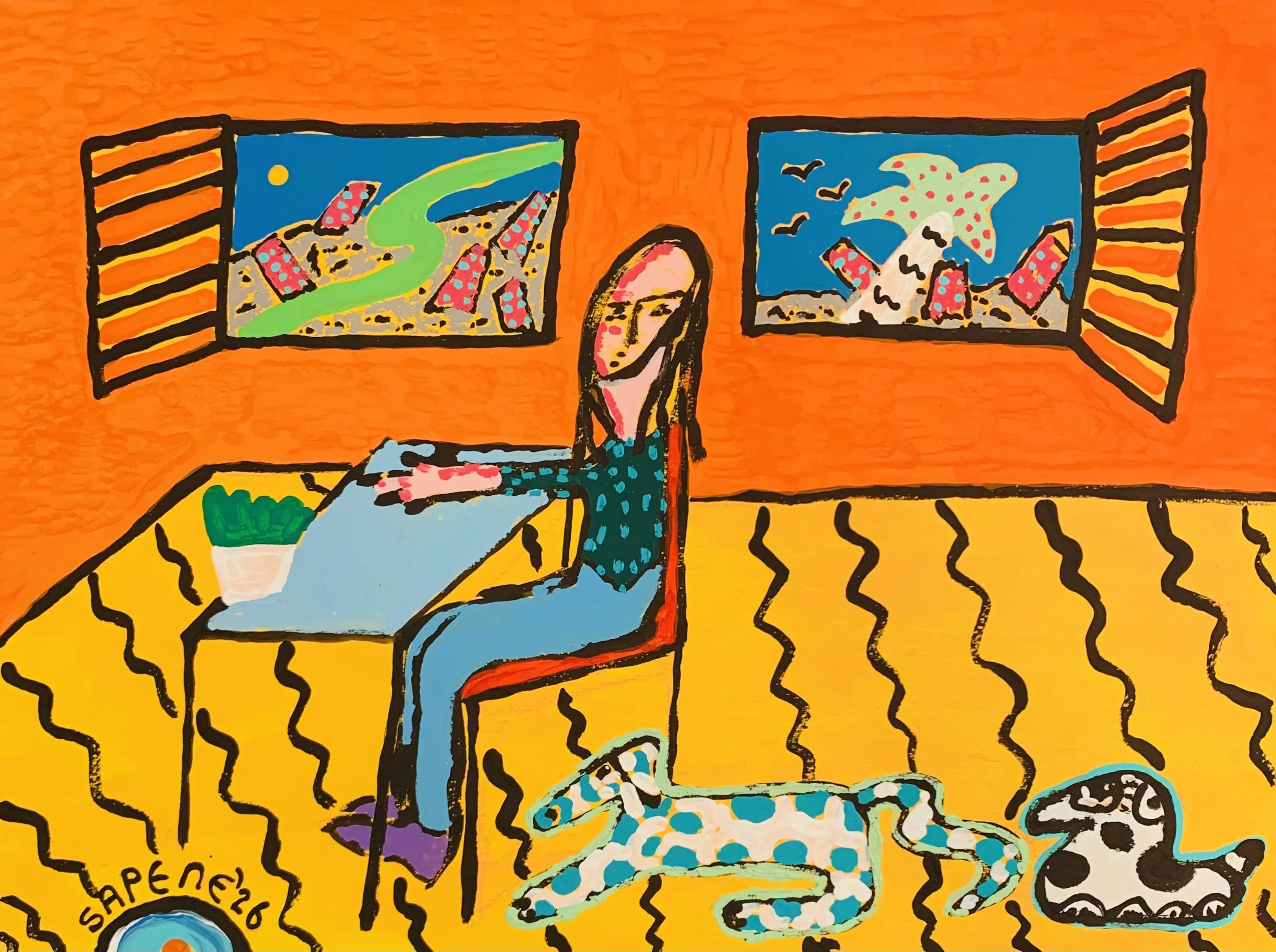 Kavanayén. Dos ventanas clavadas en mi Venezuela. Río Orinoco. 2026

Acrylic on paper 14 × 19 in 36 × 48 cm