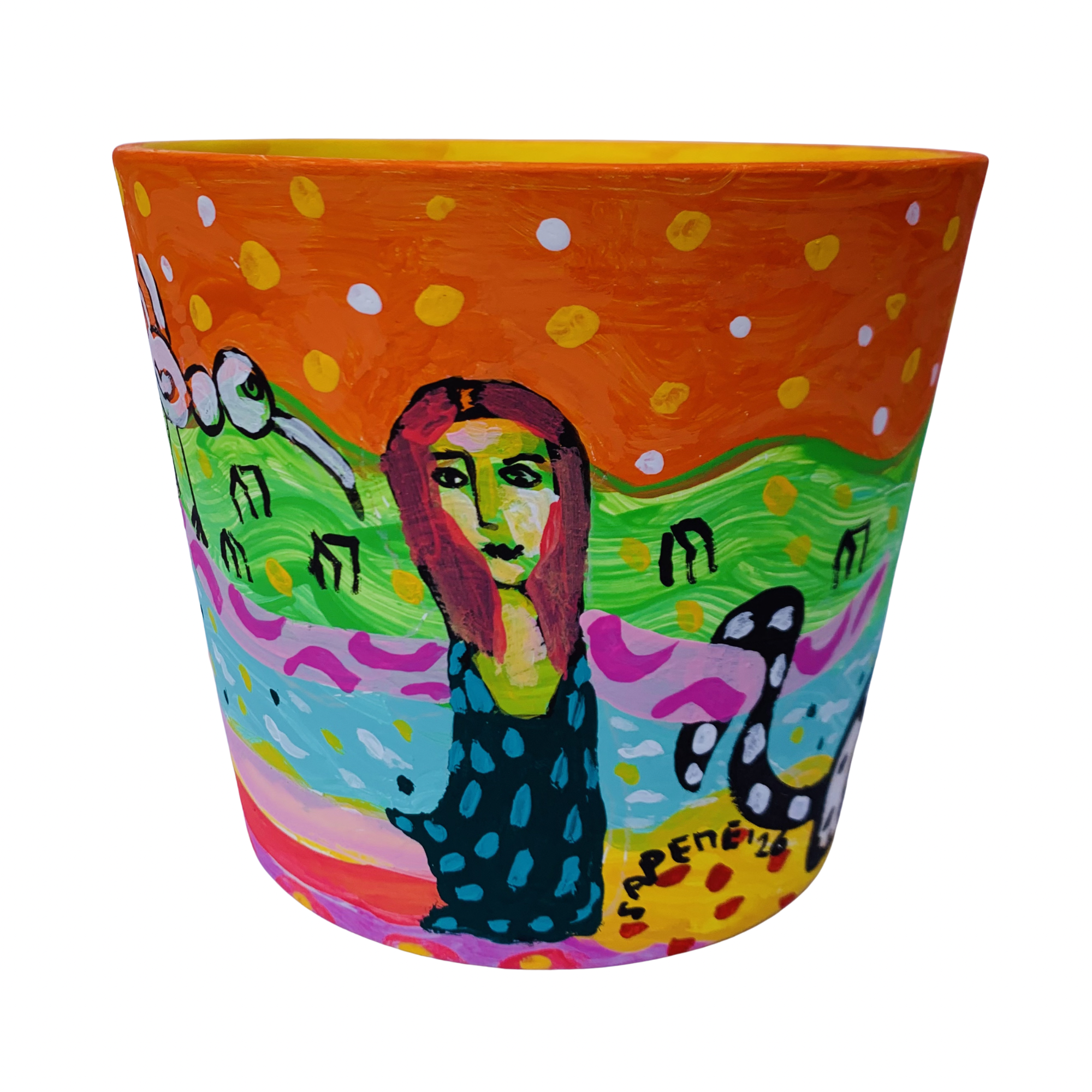 Kavanayén. Ponme tu flor. Río Orinoco. 2026 Gouache on ceramic 5.5 × 6 × 5 in 13 × 15 × 12 cm