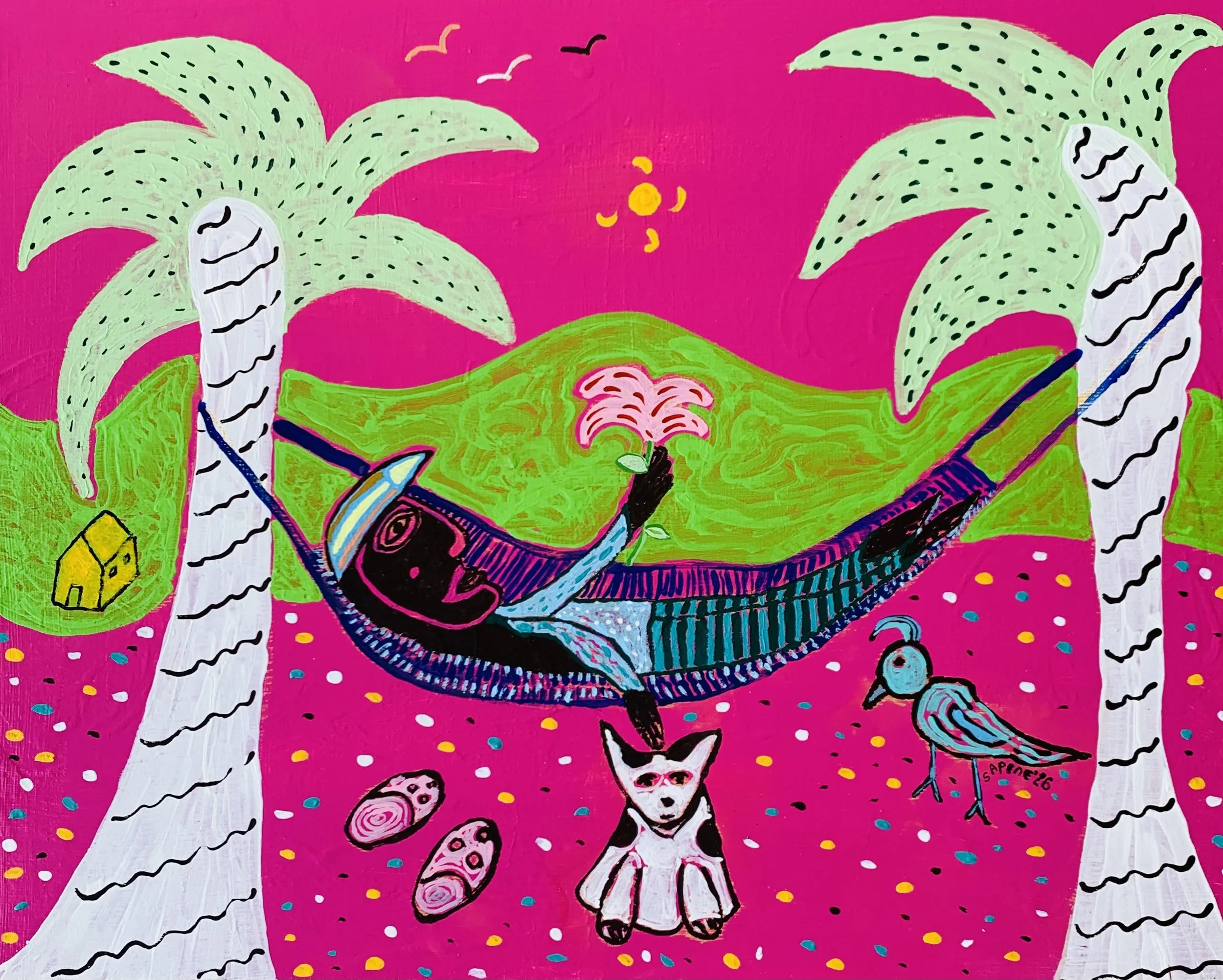 Kavanayén. Mi chinchorro. Río Orinoco. 2026

Gouache on canvas 16 × 20 in 40 × 50 cm