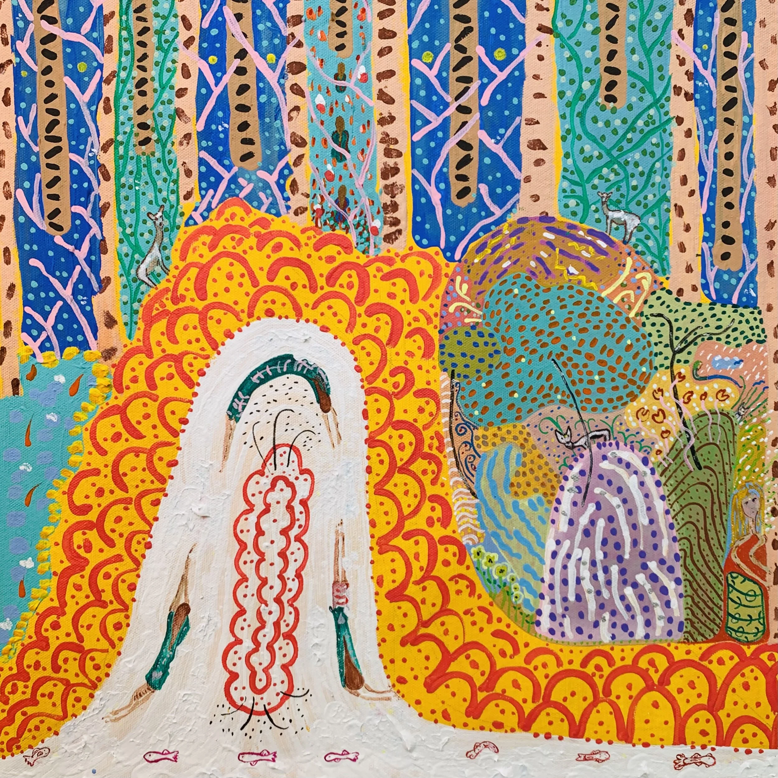 Kavanayén 04. Mujeres nadando a un mismo ritmo. Orinoco river. 2025

Gouache on canvas 18 x 17 in 45 × 45 cm