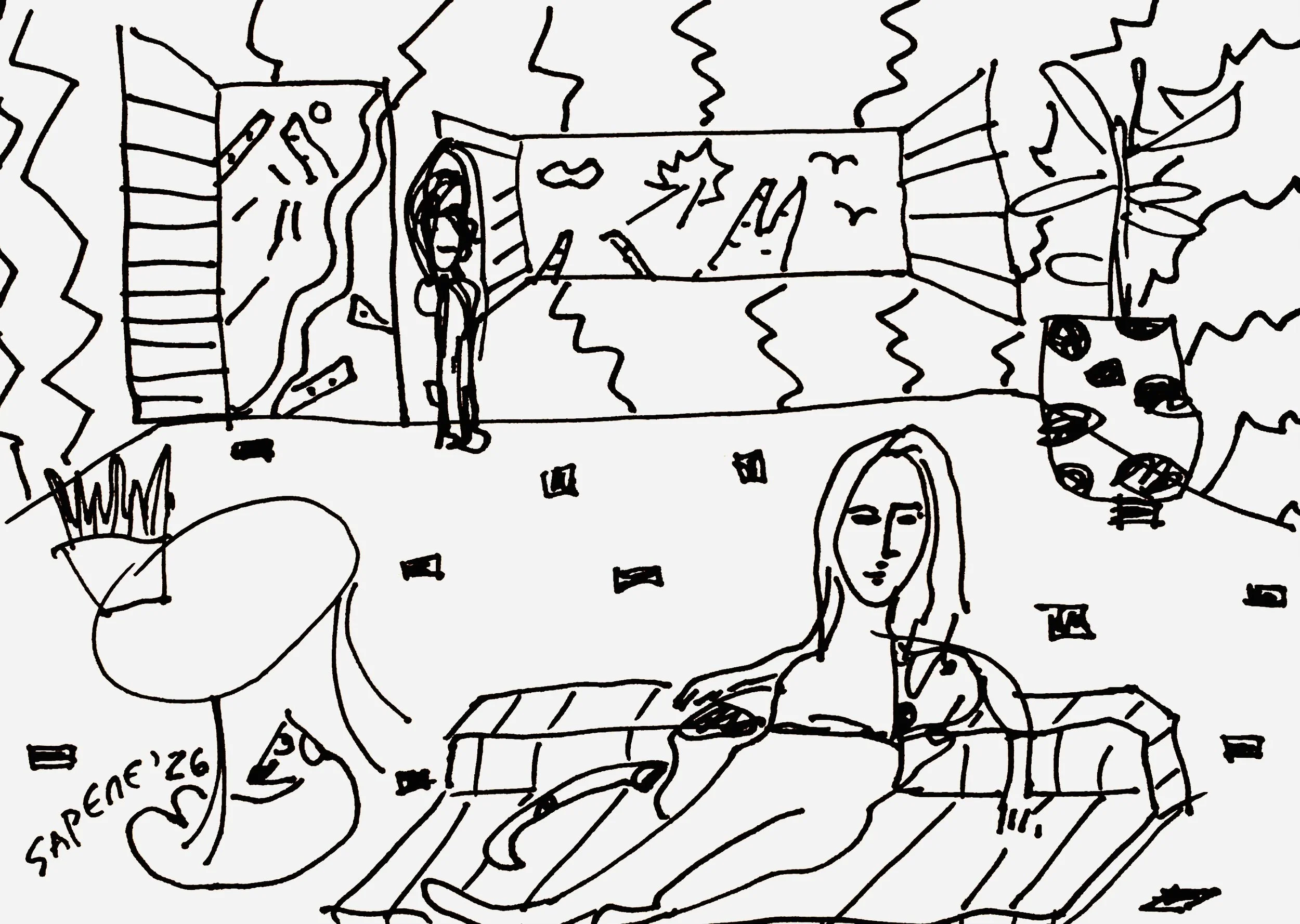 Daily Sketches, 2026
Ink on paper 5.8 x 8.3 in 14.8 x 21 cm