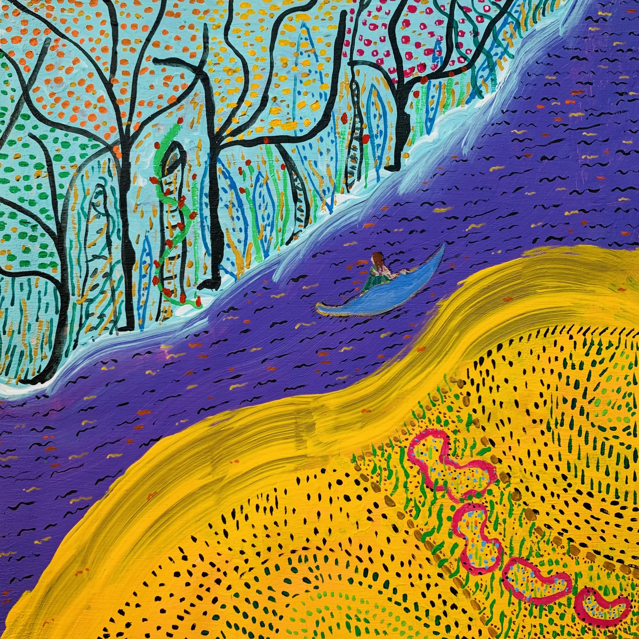 Kavanayén 04. Navigating. Orinoco river. 2025

Gouache on canvas 11 x 11 in 28 x 28 cm