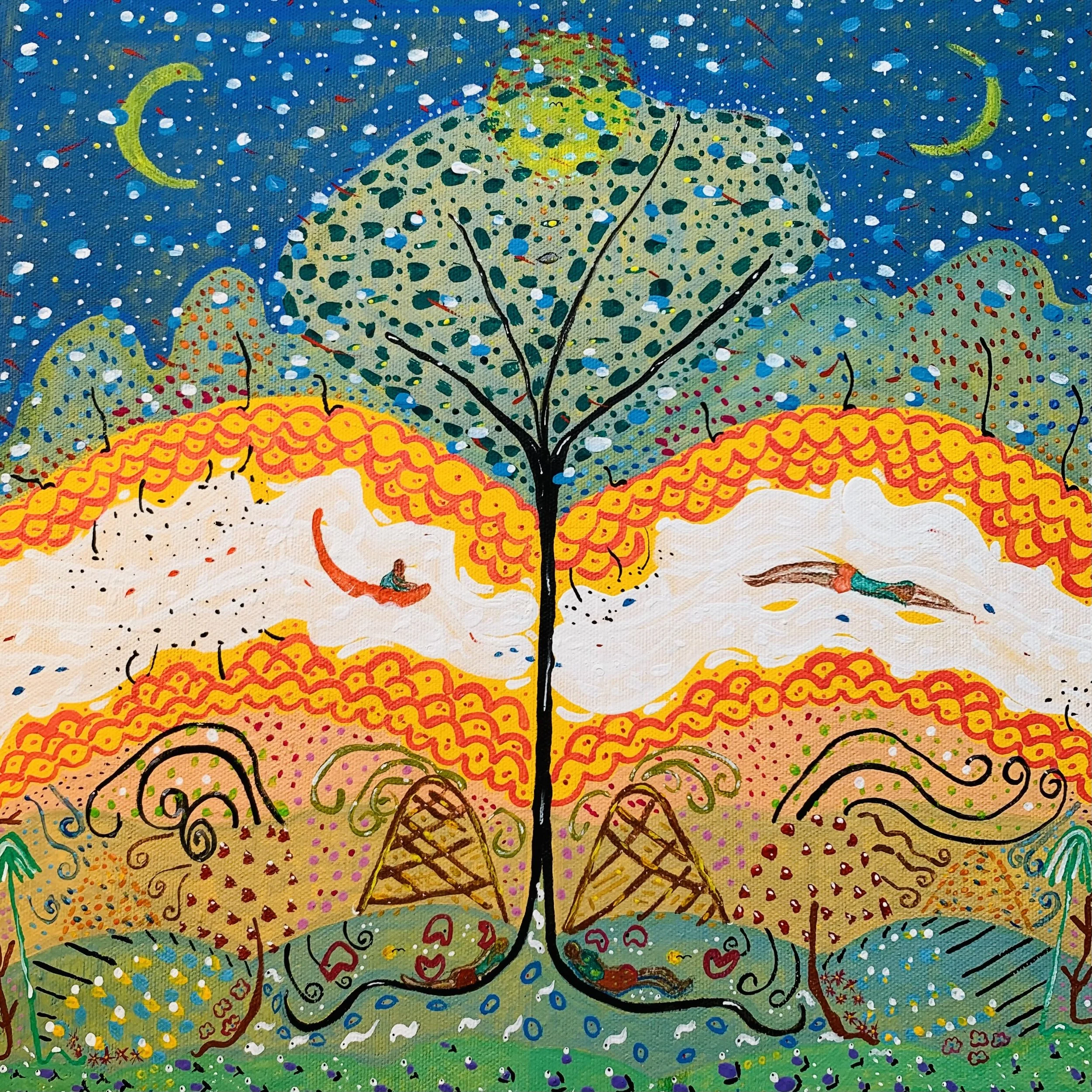 Kavanayén 04. Vidas paralelas. Orinoco river. 2025

Gouache on canvas 14 × 14 in 35 x 35 cm