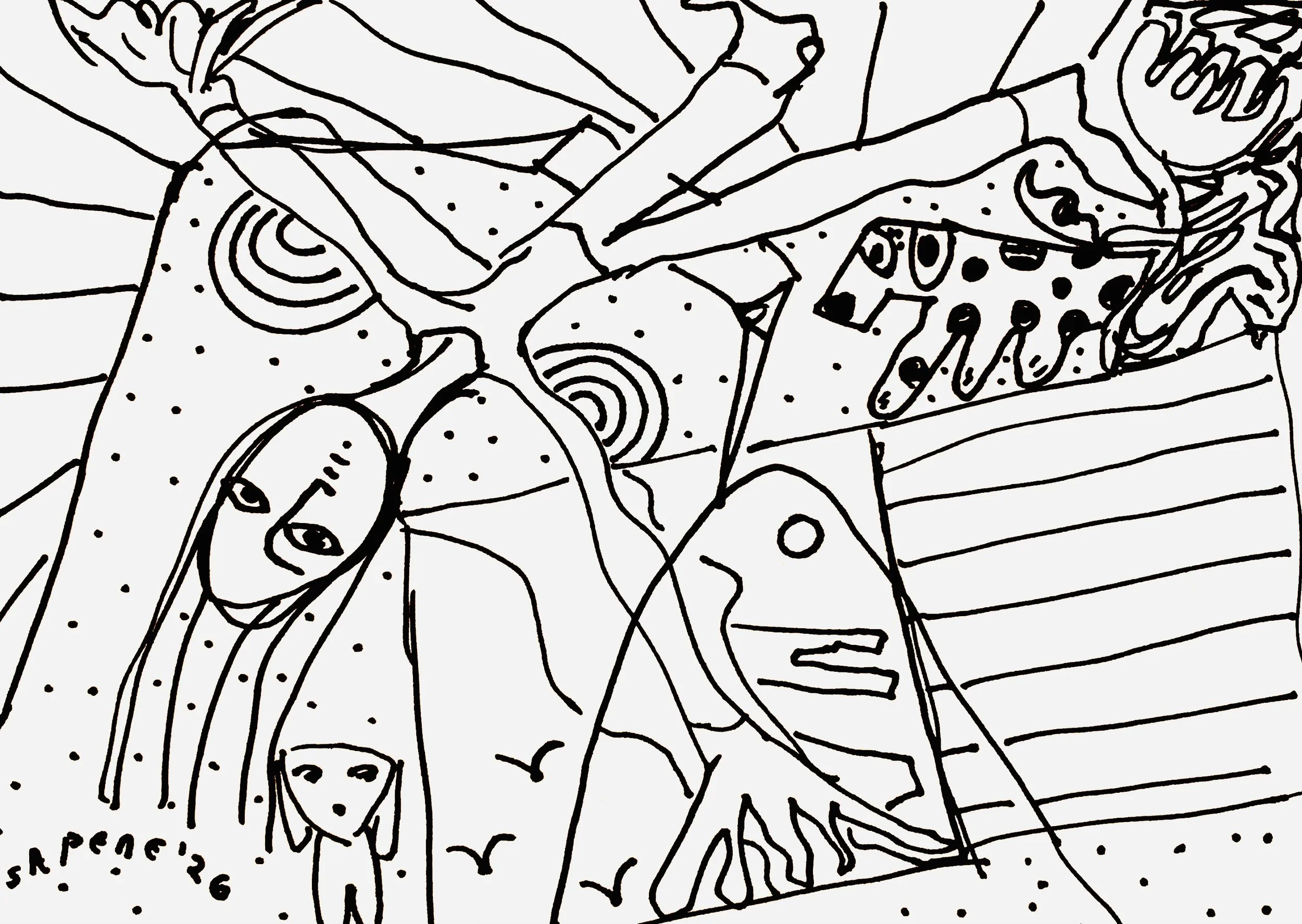 Daily Sketches, 2026
Ink on paper 5.8 x 8.3 in 14.8 x 21 cm