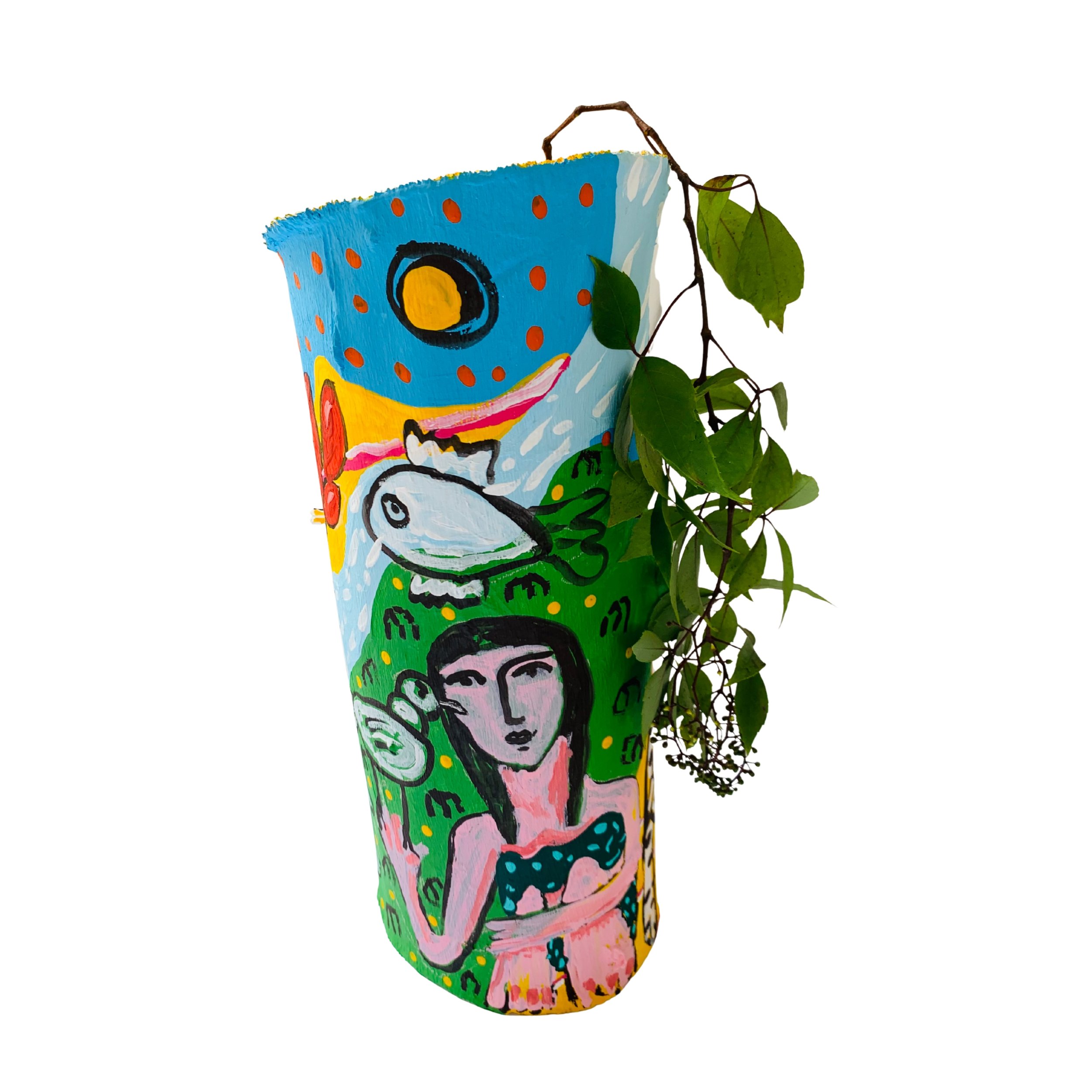 Kavanayén. Un trocito de mi árbol. (Front)  2026. Found object and acrylic made in Mexico. 15 × 16 × 18 in 37 × 16 × 18 cm