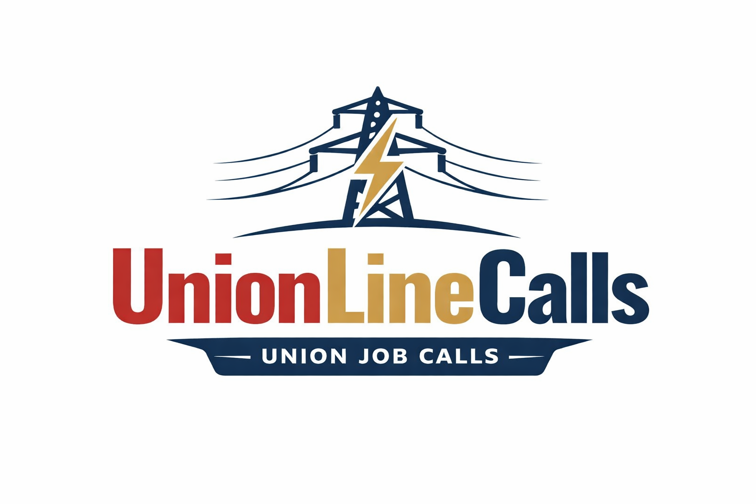 Union Line Calls logo — electrical transmission tower with lightning bolt, with text reading Union Line Calls, Union Job Calls