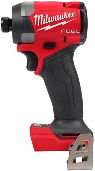Milwaukee M18 FUEL 1/4-inch hex impact driver for lag screws, self-tappers, and equipment mounting on the line.