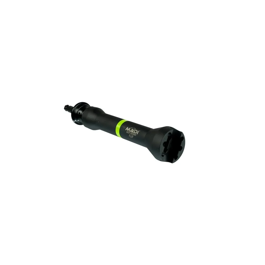MADI Slot Socket Flip tool covering multiple bolt sizes for hardware and pole-top assemblies in a single compact tool.