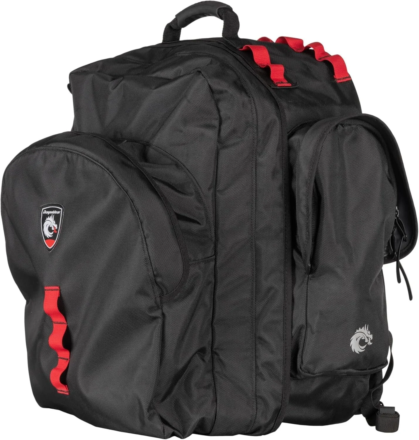 Dragonwear Big Easy extra-large capacity lineworker tool backpack with 3/4 zip front for carrying a full tool loadout between jobs.