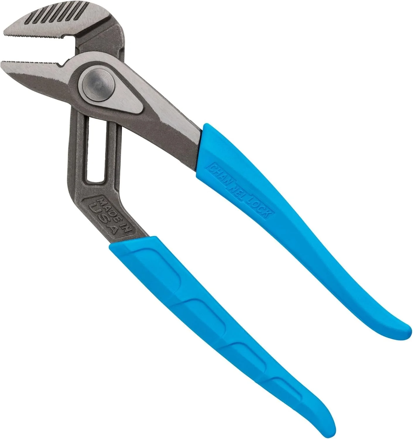Channellock 430X tongue and groove pliers with wide jaw capacity for gripping pipe, conduit, and fittings in line work.