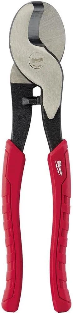 Milwaukee 48-22-6104 cutting plier with compound leverage design for high-volume wire cutting with reduced hand fatigue.