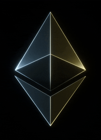 A glowing, three-dimensional pyramid with neon-lit edges reflected on a dark surface.