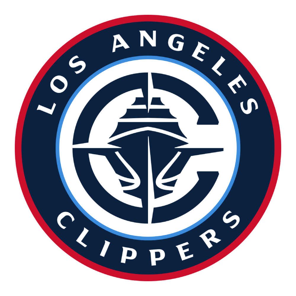Los Angeles Clippers logo featuring a stylized image of a ship in navy blue, white, and red circular design.