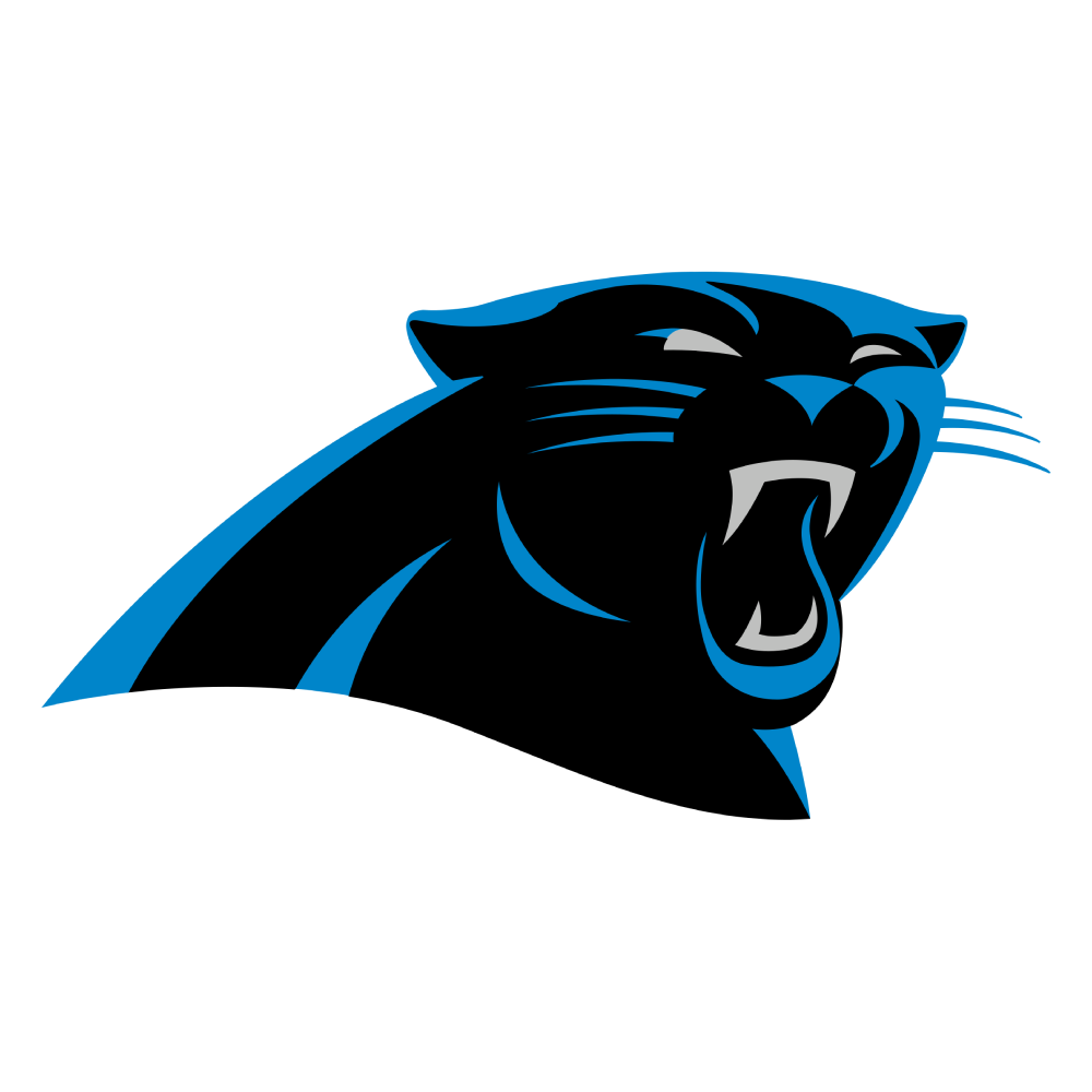 Illustration of a roaring panther with blue and black coloring, representing the Carolina Panthers logo.