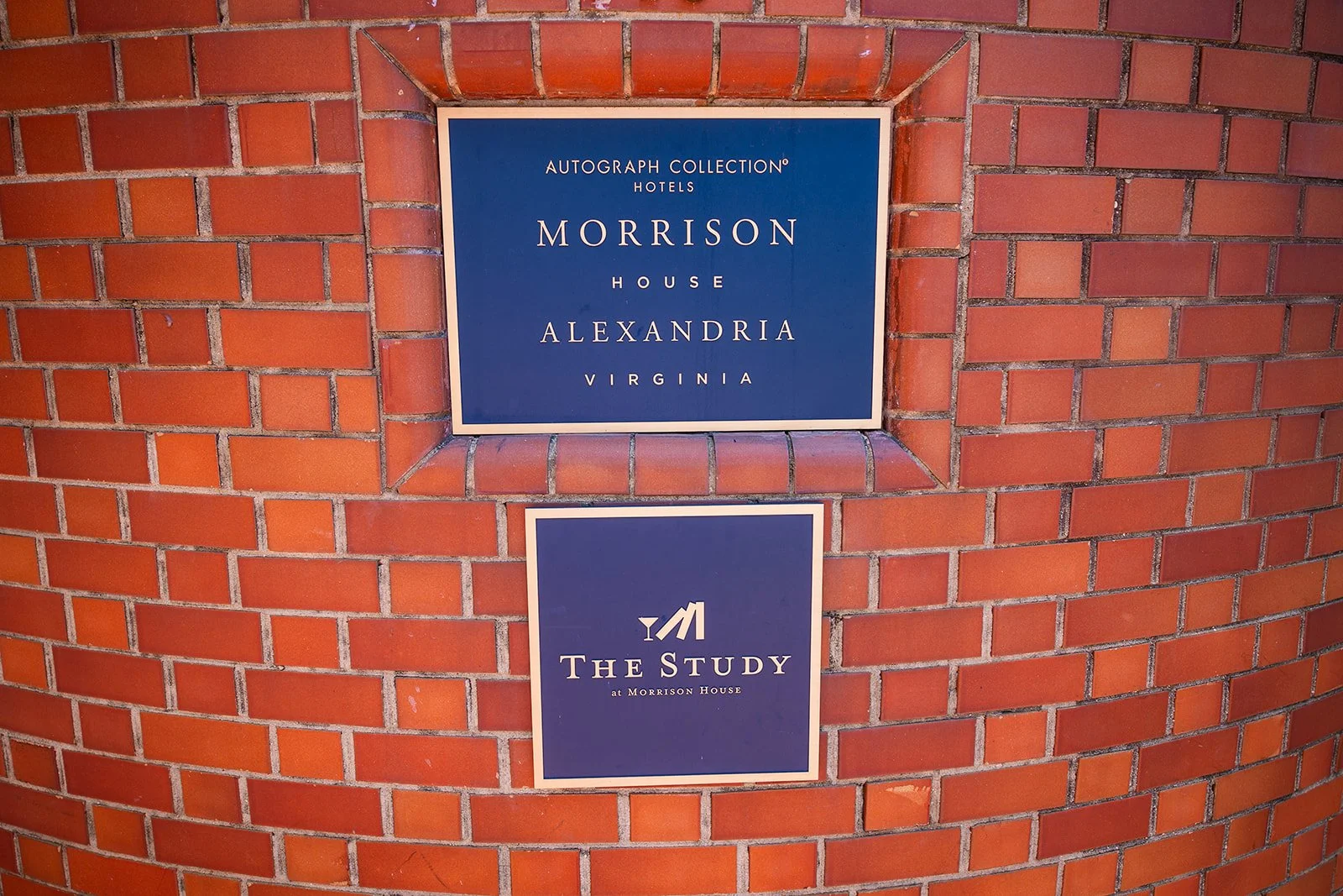 Morrison House Autograph Collection hotel entrance signage in Old Town Alexandria Virginia