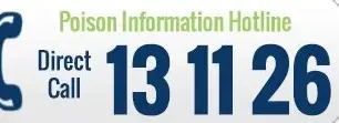 Poison information hotline with a direct call number 13 11 26