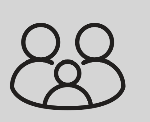 Icon of two adult figures and one child figure, representing a family or group.