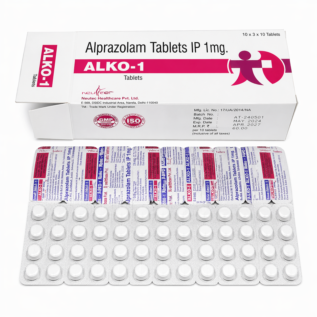 Alprazolam IP 1mg – Pack of 30 Tablets