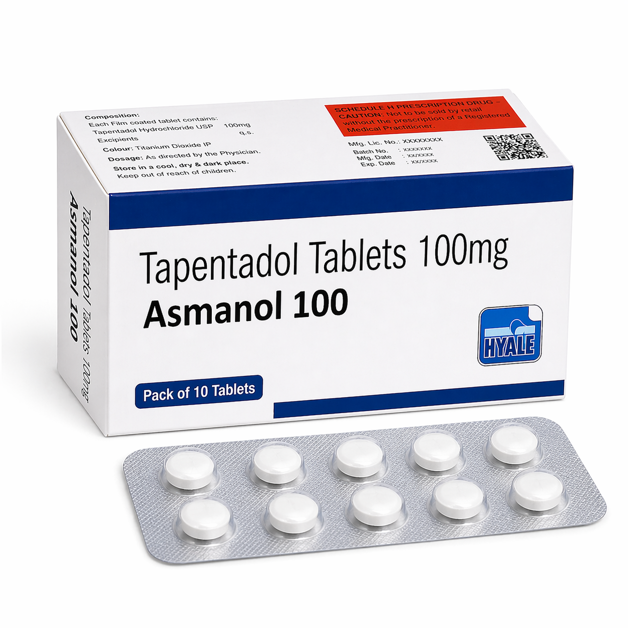 Tapentadol Asmanol 100mg – Pack of 10 Tablets