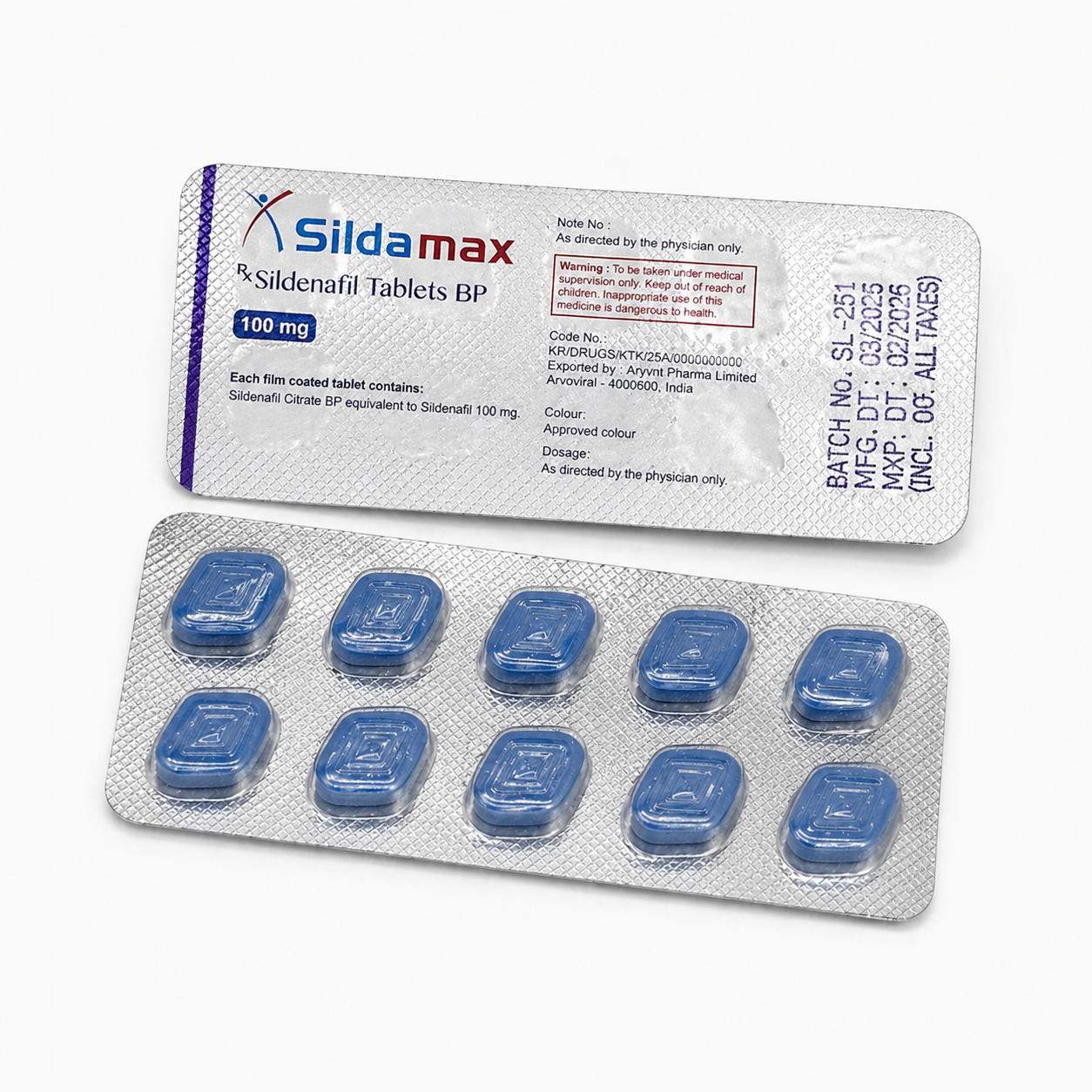 Sildamax Sildenafil (Viagra) 100mg – Pack of 10 Tablets