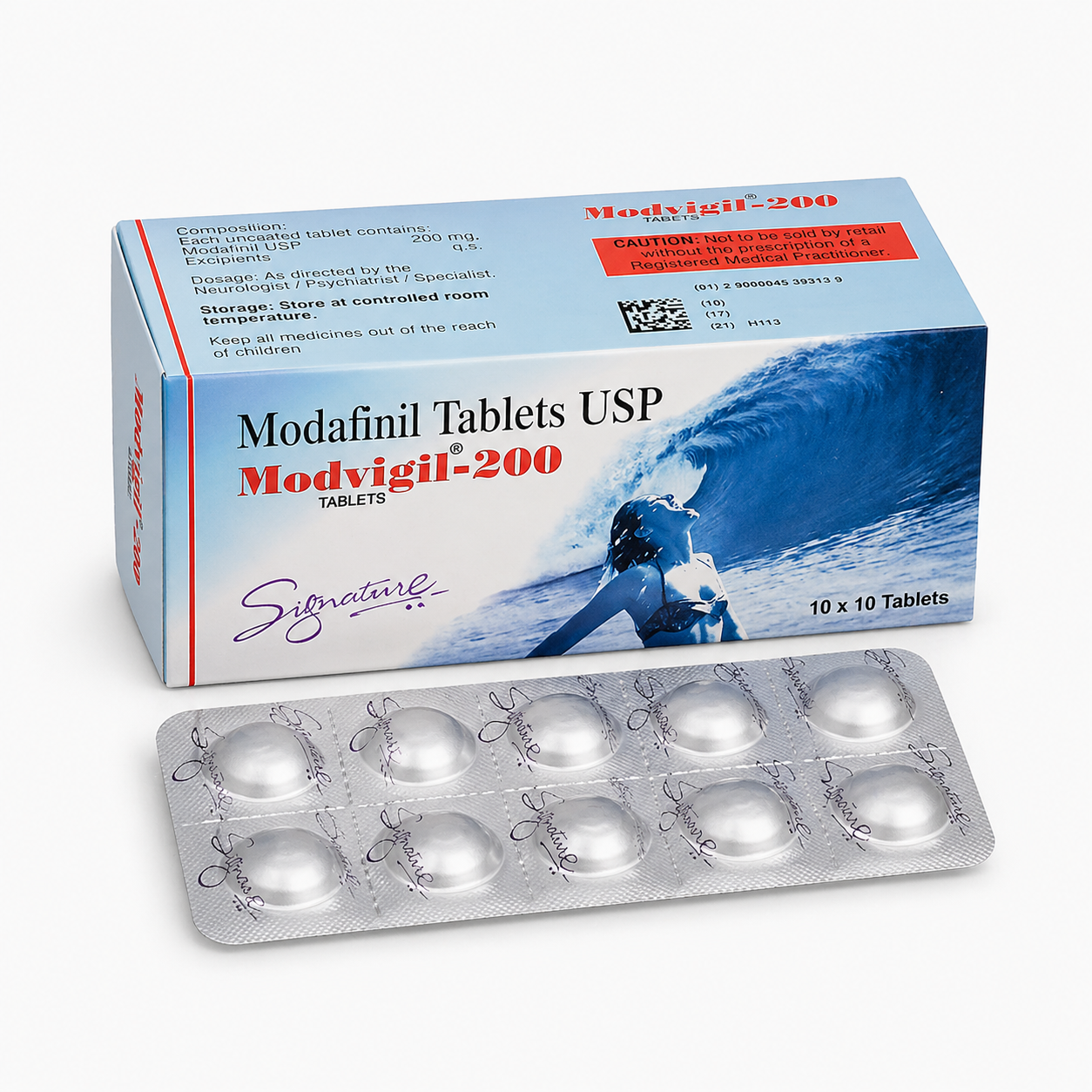 Modvigil Modafinil 200mg (USP) – Pack of 10 Tablets