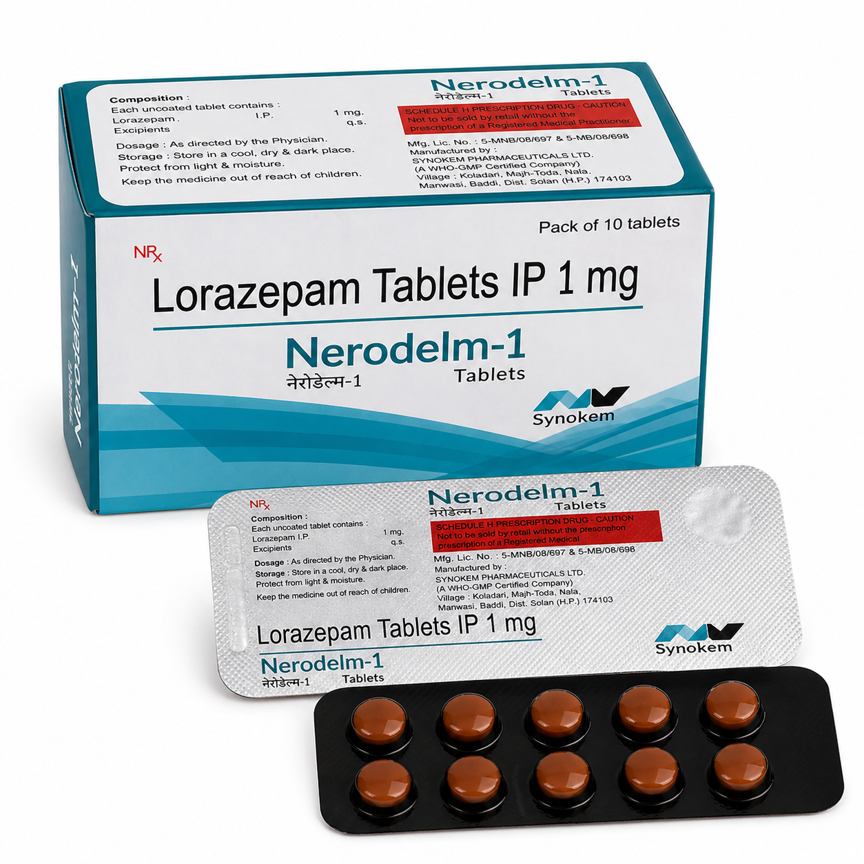 Nerodelm Larazepam Tablets IP 1mg (Lorazepam) – Pack of 10 Tablets